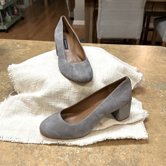 Margaux Shoes - Margaux The Heel Gray Block Heel Pumps